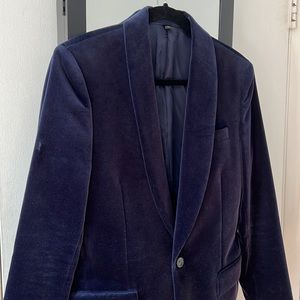 Midnight blue velvet shawl collar tuxedo/smoking jacket from J Crew